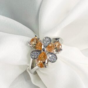 Three stone flower Adjustable ring