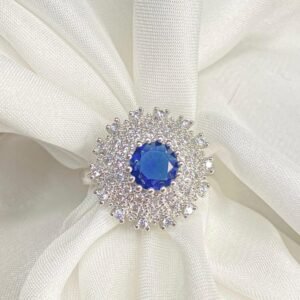 Silver Sapphire Adjustable ring