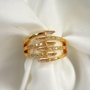 Criss cross zircon Adjustable ring