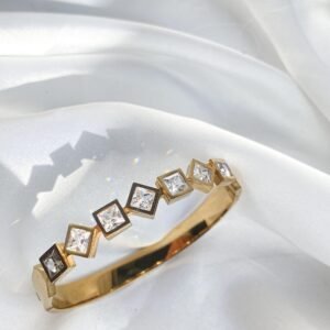 Copper cubic stainless bracelet