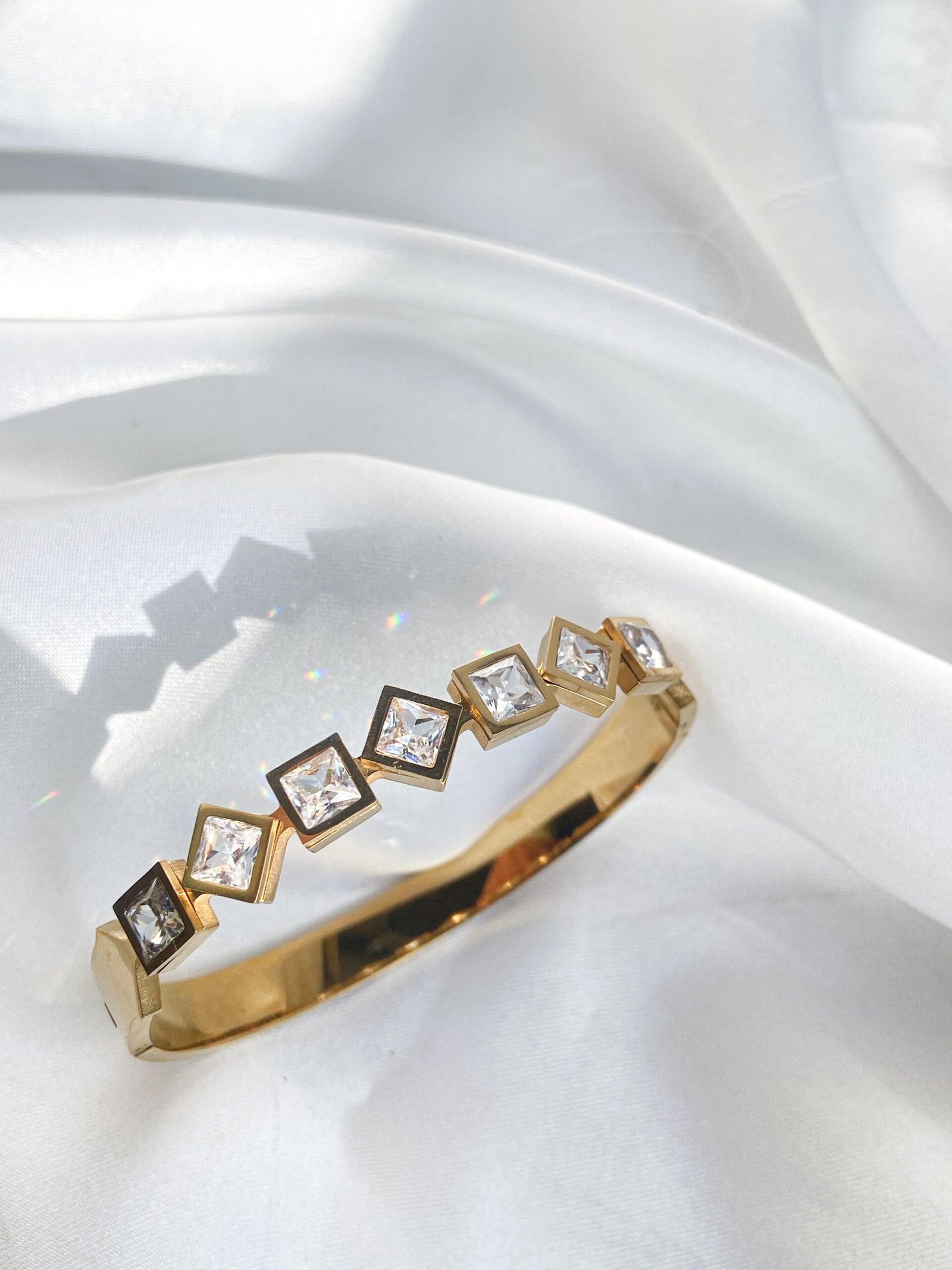 Copper cubic stainless bracelet