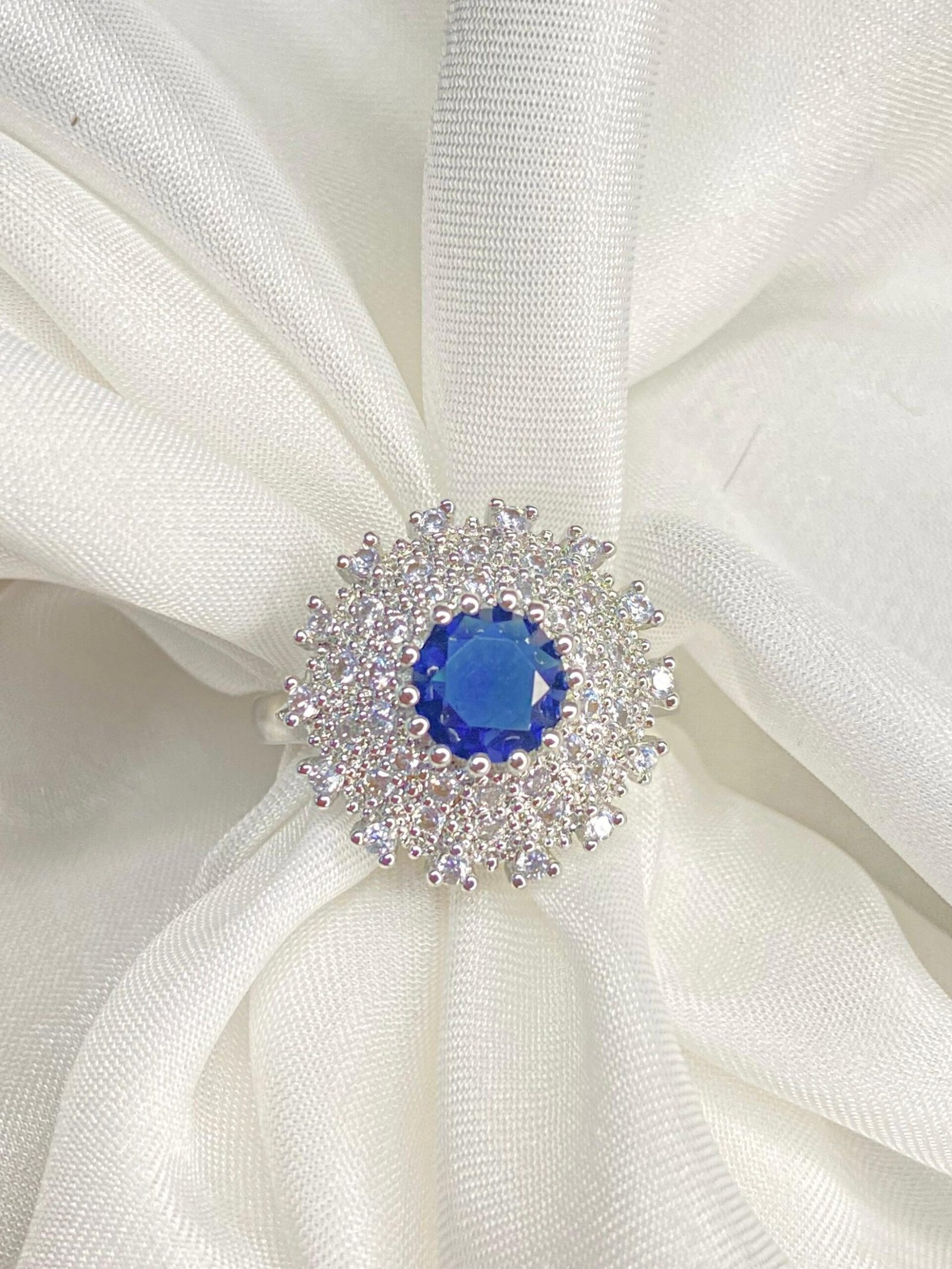 Silver Sapphire Adjustable ring