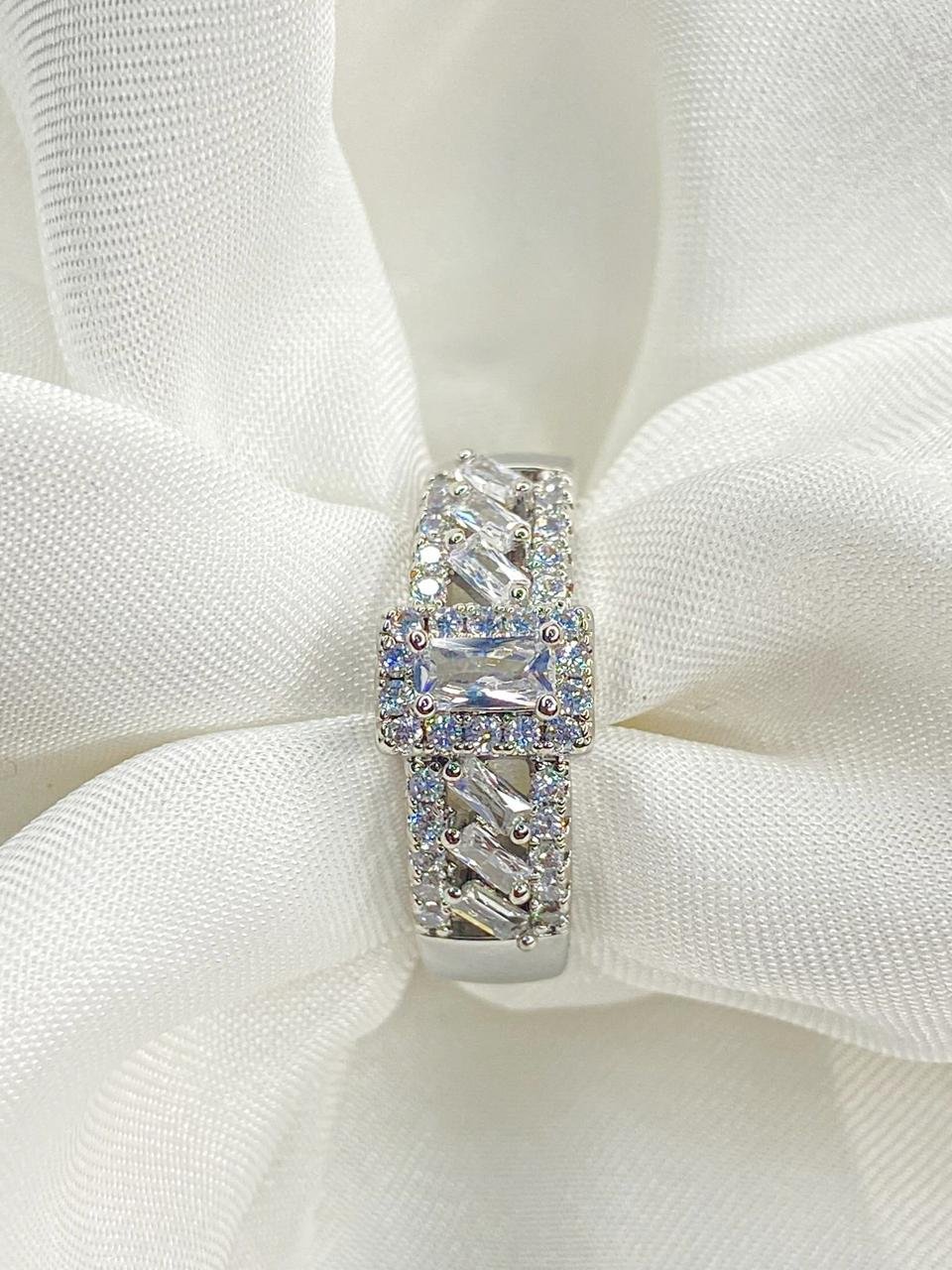 Silver zircon Adjustable ring